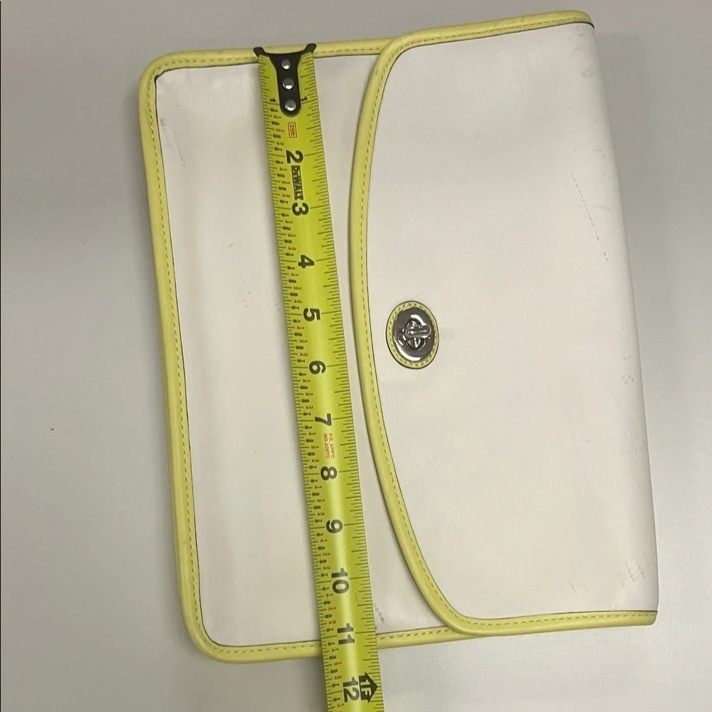 Coach White and Yellow Clutch / IPad bag